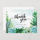 水色多肉性ブライダルシャワーフラットサンキュービシャーン ポストカード (正面/裏面)