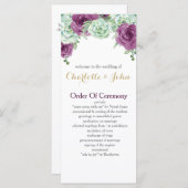 水色多肉性プラムバラ結婚式 プログラム (正面/裏面)