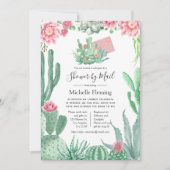 水色多肉性ベビー又はブライダルシャワーバイメール 招待状 (正面)