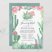 水色多肉性ベビー又はブライダルシャワーバイメール 招待状 (正面/裏面)