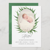 水色多肉性出産発表フォトカード 案内状 (正面/裏面)