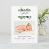 水色多肉性出産発表フォトカード 案内状 (スタンド正面)