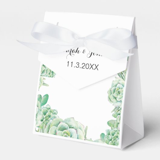 水色多肉性結婚式の引き出物箱 フェイバーボックス (正面サイド)