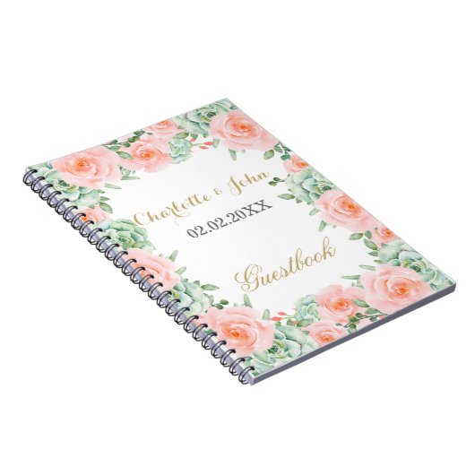 水色多肉性赤面フローラエレガントな結婚式 ノートブック (右側)