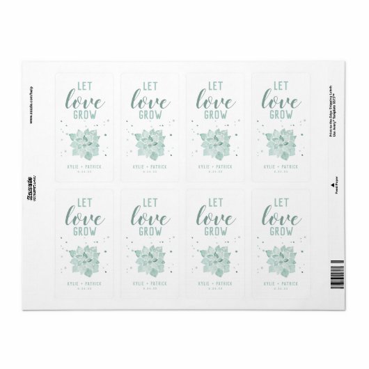 水色多肉愛が成長する結婚式の引き出物 ラベル (フルシート)