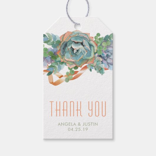 水色多肉星団ありがとう ギフトタグ (正面)