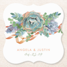 水色多肉株結婚団 ペーパーコースター