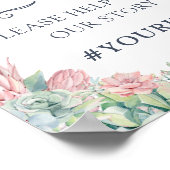 水色多肉植物サボテンの緑のハッシュタグの記号 ポスター (角)