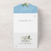 水色多肉植物ライトブルーウェディングRSVP オールインワン招待状 (外側)