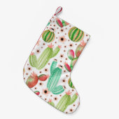 水色多肉植物、サボテンのシームレスなパターン。 スモールクリスマスストッキング (正面 (吊り時))