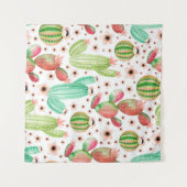 水色多肉植物、サボテンのシームレスなパターン。 タペストリー (正面(横))