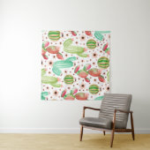 水色多肉植物、サボテンのシームレスなパターン。 タペストリー (インサイチュ(横))