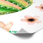 水色多肉植物、サボテンのシームレスなパターン。 ポスター (角)