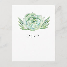 水色多肉結婚式rsvp インビテーションポストカード
