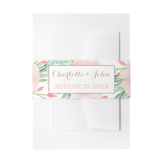 水色多肉質ピーチバラ腹帯 招待状ベリーバンド (正面例)