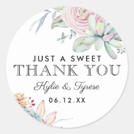 水色多肉質フローラヴィンテージウェディングの好意 ラウンドシール