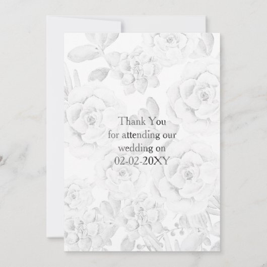 水色多肉質結婚の感謝 サンキューカード (裏面)