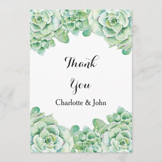 水色多肉質結婚の感謝 サンキューカード (正面)