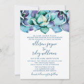 水色多肉質結婚体 招待状 (正面)