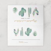 水色多肉質結婚座席表エレガント プレイスカード (外部開封)