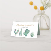 水色多肉質結婚座席表エレガント プレイスカード (裏面)