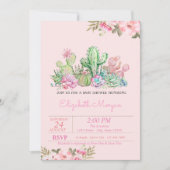 水色多肉質、フローラ赤ちゃんシャワー 招待状 (正面)