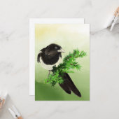 水色好奇心マグパイガーデンバードウィディフェアート カード (正面/裏面インサイチュ)