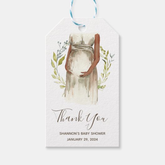 水色妊婦ベビーシャワーありがとうC ギフトタグ (正面)