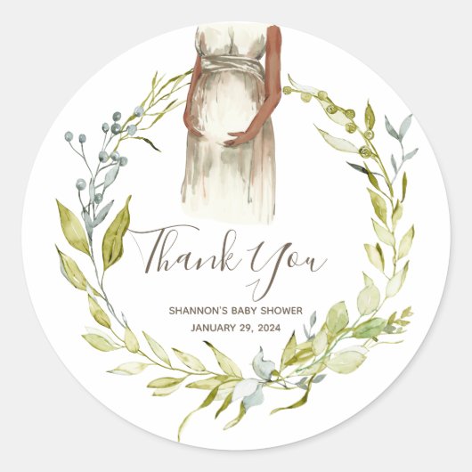 水色妊婦ベビーシャワーの好意 ラウンドシール (正面)
