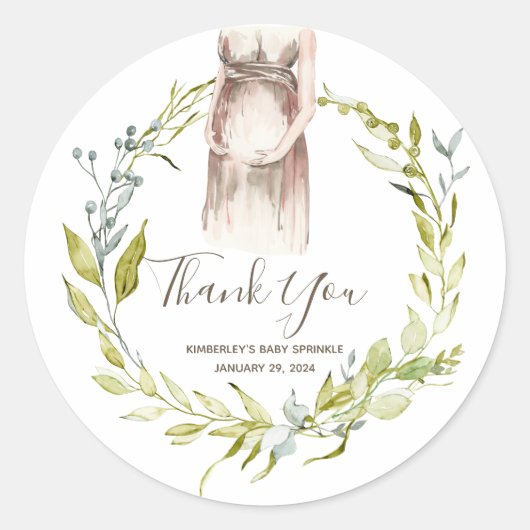 水色妊婦ベビーシャワー優遇教室 ラウンドシール (正面)