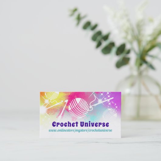 水色宇宙の糸かぎ針 名刺 (スタンド正面)