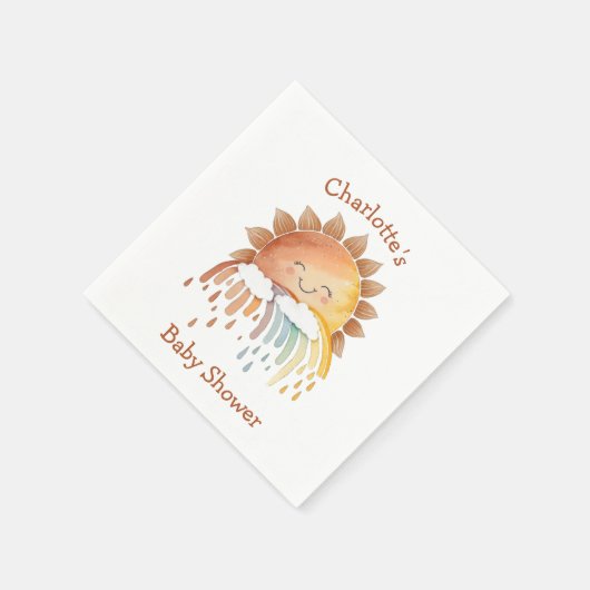水色幸せイエローサンシャインベビーシャワー スタンダードカクテルナプキン (角)