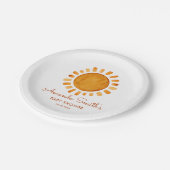 水色幸せイエローサンシャインベビーシャワー ペーパープレート (アングル)