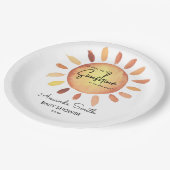 水色幸せイエローサンベビーシャワー ペーパープレート (アングル)