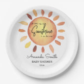 水色幸せイエローサンベビーシャワー ペーパープレート (正面)