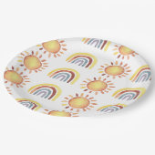 水色幸せイエローサンベビーシャワー ペーパープレート (アングル)