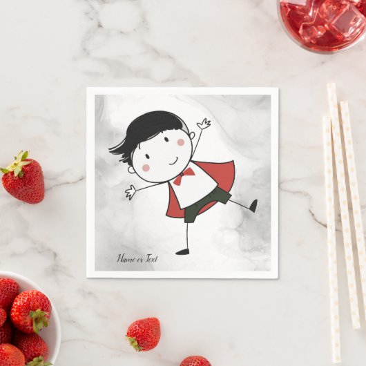 水色幸せスティックボーイレッドケープビューティフル スタンダードカクテルナプキン (インサイチュ)