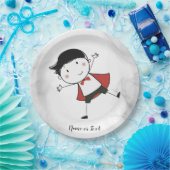 水色幸せスティックボーイレッドケープビューティフル ペーパープレート (パーティー)