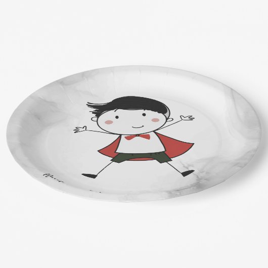 水色幸せスティックボーイレッドケープビューティフル ペーパープレート (アングル)