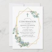 水色幾何学ユーカリの確認 招待状 (正面)