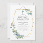 水色幾何学ユーカリ第一聖体 招待状 (正面)