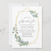 水色幾何学的ユーカリSIPと参照パーティー 招待状 (正面)