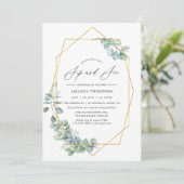 水色幾何学的ユーカリSIPと参照パーティー 招待状 (スタンド正面)