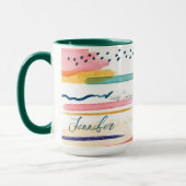 水色幾何学的抽象芸術カスタマイズ マグカップ (左)