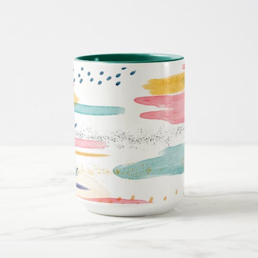 水色幾何学的抽象芸術カスタマイズ マグカップ (中央)