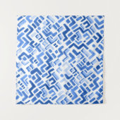 水色幾何学的抽象芸術シームレスパターン タペストリー (正面(横))