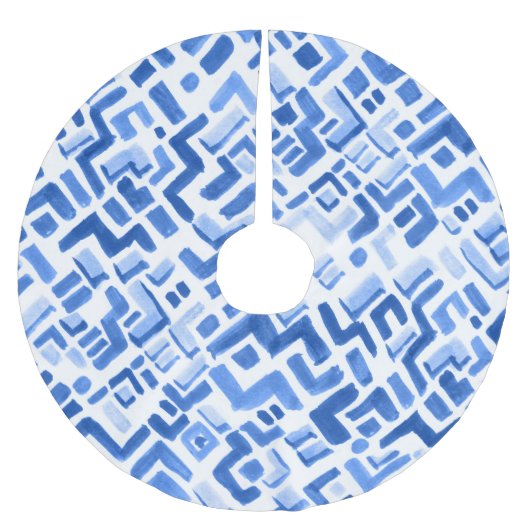 水色幾何学的抽象芸術シームレスパターン ブラッシュドポリエステルツリースカート (正面)