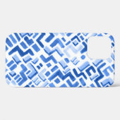 水色幾何学的抽象芸術シームレスパターン Case-Mate iPhoneケース (裏面 (横))