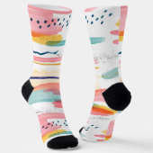 水色幾何学的抽象芸術ミニマル モダン ソックス (傾斜あり)