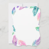 水色彩の鮮やか色の羽ブライダルシャワー 招待状 (裏面)